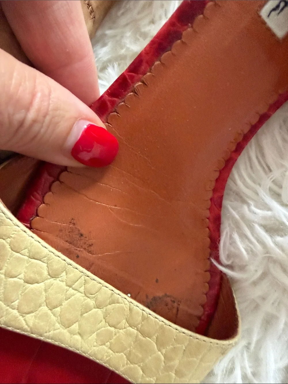 Oscar de la Renta Red, Gold and Tan Chain-Trim Sandals